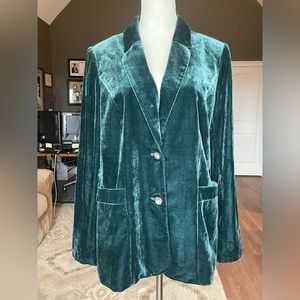 Coldwater Creek Teal Velvet Blazer